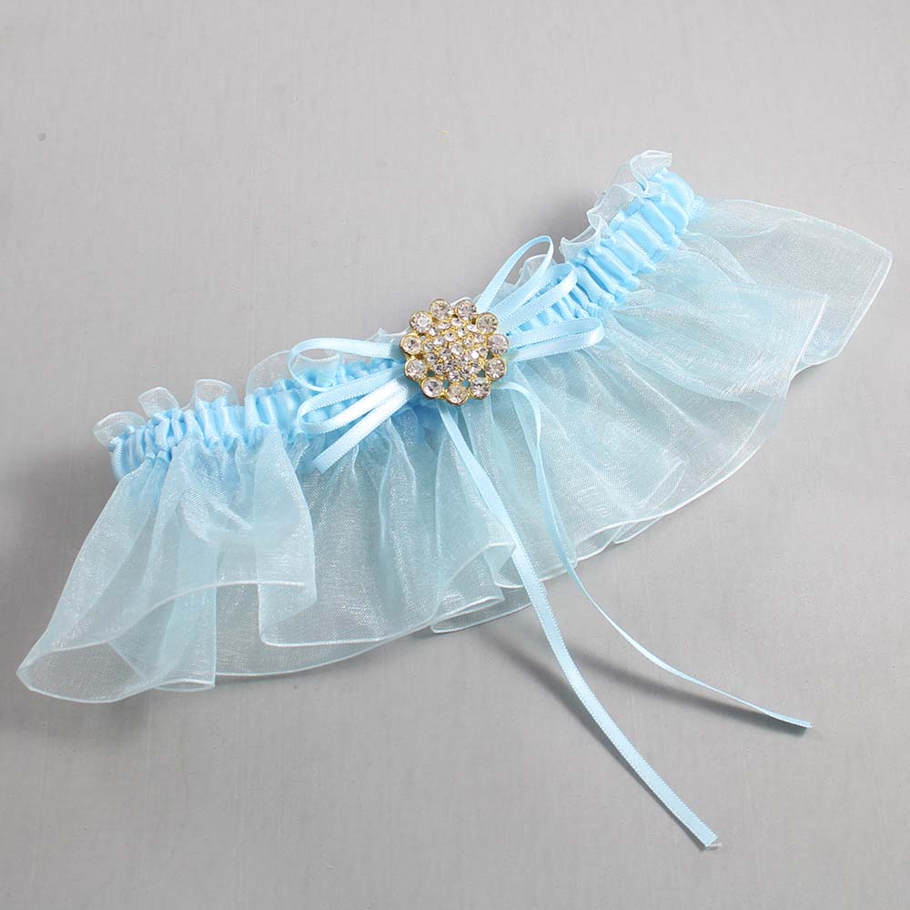 Alice Blue and Light-Blue Organza Wedding Garter / Solid Blue Wedding Garters / Wedding Garter / Custom Wedding Garter / Bridal Garter / Prom Garter / Linda Joyce Couture / Personalized Garter / Personalized Wedding Garter / Personalized Prom Garter