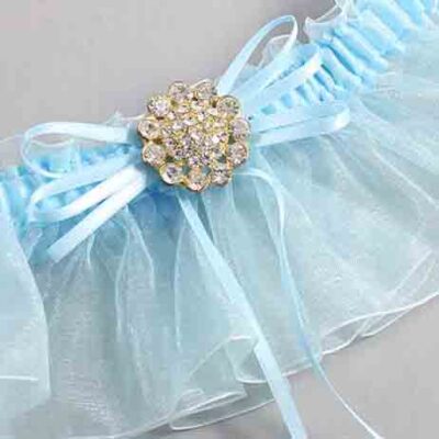 Alice Blue and Light-Blue Organza Wedding Garter / Solid Blue Wedding Garters / Wedding Garter / Custom Wedding Garter / Bridal Garter / Prom Garter / Linda Joyce Couture / Personalized Garter / Personalized Wedding Garter / Personalized Prom Garter