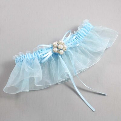Alice Blue and Light-Blue Organza Wedding Garter / Solid Blue Wedding Garters / Wedding Garter / Custom Wedding Garter / Bridal Garter / Prom Garter / Linda Joyce Couture / Personalized Garter / Personalized Wedding Garter / Personalized Prom Garter