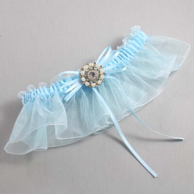Alice Blue and Light-Blue Organza Wedding Garter / Solid Blue Wedding Garters / Wedding Garter / Custom Wedding Garter / Bridal Garter / Prom Garter / Linda Joyce Couture / Personalized Garter / Personalized Wedding Garter / Personalized Prom Garter