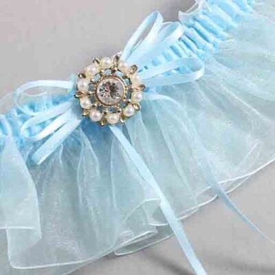 Alice Blue and Light-Blue Organza Wedding Garter / Solid Blue Wedding Garters / Wedding Garter / Custom Wedding Garter / Bridal Garter / Prom Garter / Linda Joyce Couture / Personalized Garter / Personalized Wedding Garter / Personalized Prom Garter