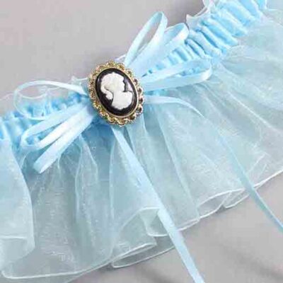Alice Blue and Light-Blue Organza Wedding Garter / Solid Blue Wedding Garters / Wedding Garter / Custom Wedding Garter / Bridal Garter / Prom Garter / Linda Joyce Couture / Personalized Garter / Personalized Wedding Garter / Personalized Prom Garter