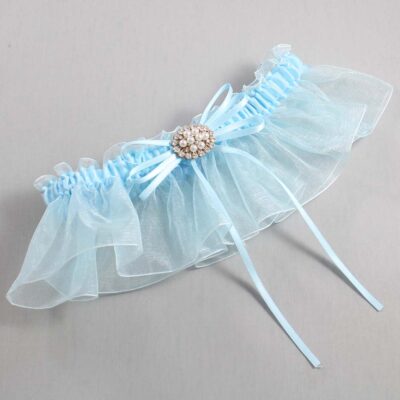 Alice Blue and Light-Blue Organza Wedding Garter / Solid Blue Wedding Garters / Wedding Garter / Custom Wedding Garter / Bridal Garter / Prom Garter / Linda Joyce Couture / Personalized Garter / Personalized Wedding Garter / Personalized Prom Garter