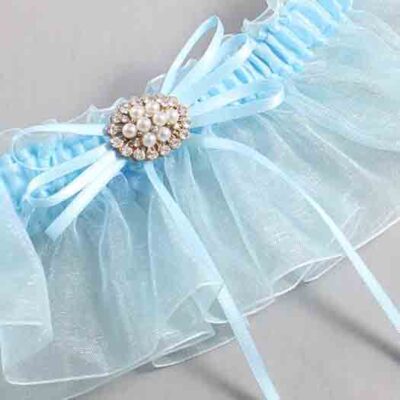 Alice Blue and Light-Blue Organza Wedding Garter / Solid Blue Wedding Garters / Wedding Garter / Custom Wedding Garter / Bridal Garter / Prom Garter / Linda Joyce Couture / Personalized Garter / Personalized Wedding Garter / Personalized Prom Garter