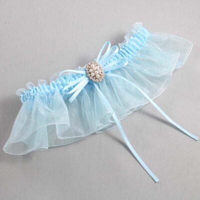 Alice Blue and Light-Blue Organza Wedding Garter / Solid Blue Wedding Garters / Wedding Garter / Custom Wedding Garter / Bridal Garter / Prom Garter / Linda Joyce Couture / Personalized Garter / Personalized Wedding Garter / Personalized Prom Garter