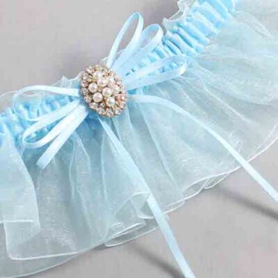 Alice Blue and Light-Blue Organza Wedding Garter / Solid Blue Wedding Garters / Wedding Garter / Custom Wedding Garter / Bridal Garter / Prom Garter / Linda Joyce Couture / Personalized Garter / Personalized Wedding Garter / Personalized Prom Garter