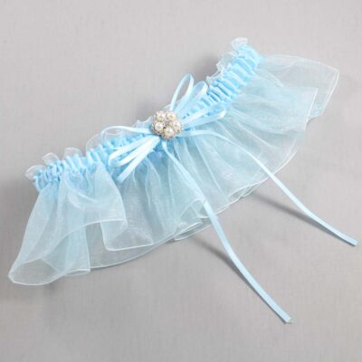 Alice Blue and Light-Blue Organza Wedding Garter / Solid Blue Wedding Garters / Wedding Garter / Custom Wedding Garter / Bridal Garter / Prom Garter / Linda Joyce Couture / Personalized Garter / Personalized Wedding Garter / Personalized Prom Garter