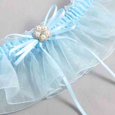 Alice Blue and Light-Blue Organza Wedding Garter / Solid Blue Wedding Garters / Wedding Garter / Custom Wedding Garter / Bridal Garter / Prom Garter / Linda Joyce Couture / Personalized Garter / Personalized Wedding Garter / Personalized Prom Garter