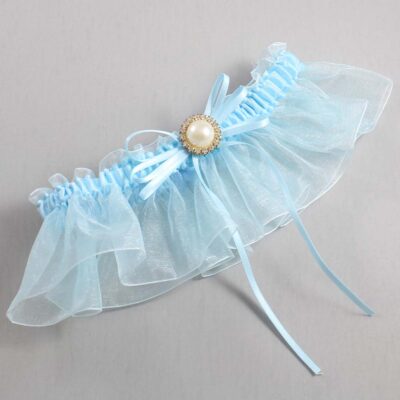 Alice Blue and Light-Blue Organza Wedding Garter / Solid Blue Wedding Garters / Wedding Garter / Custom Wedding Garter / Bridal Garter / Prom Garter / Linda Joyce Couture / Personalized Garter / Personalized Wedding Garter / Personalized Prom Garter