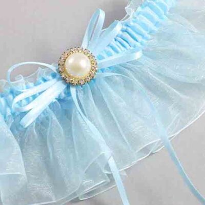 Alice Blue and Light-Blue Organza Wedding Garter / Solid Blue Wedding Garters / Wedding Garter / Custom Wedding Garter / Bridal Garter / Prom Garter / Linda Joyce Couture / Personalized Garter / Personalized Wedding Garter / Personalized Prom Garter
