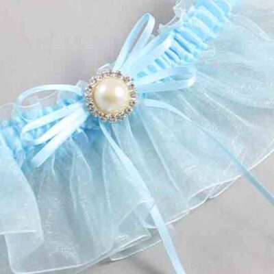 Alice Blue and Light-Blue Organza Wedding Garter / Solid Blue Wedding Garters / Wedding Garter / Custom Wedding Garter / Bridal Garter / Prom Garter / Linda Joyce Couture / Personalized Garter / Personalized Wedding Garter / Personalized Prom Garter