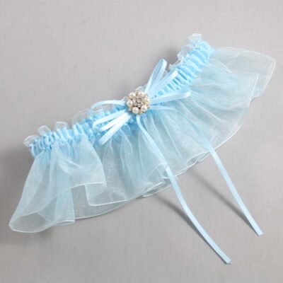 Alice Blue and Light-Blue Organza Wedding Garter / Solid Blue Wedding Garters / Wedding Garter / Custom Wedding Garter / Bridal Garter / Prom Garter / Linda Joyce Couture / Personalized Garter / Personalized Wedding Garter / Personalized Prom Garter