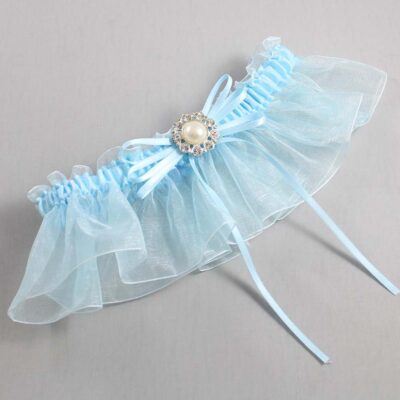 Alice Blue and Light-Blue Organza Wedding Garter / Solid Blue Wedding Garters / Wedding Garter / Custom Wedding Garter / Bridal Garter / Prom Garter / Linda Joyce Couture / Personalized Garter / Personalized Wedding Garter / Personalized Prom Garter
