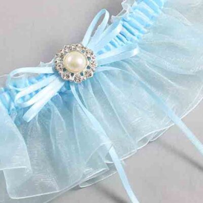 Alice Blue and Light-Blue Organza Wedding Garter / Solid Blue Wedding Garters / Wedding Garter / Custom Wedding Garter / Bridal Garter / Prom Garter / Linda Joyce Couture / Personalized Garter / Personalized Wedding Garter / Personalized Prom Garter