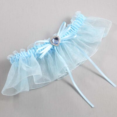 Alice Blue and Light-Blue Organza Wedding Garter / Solid Blue Wedding Garters / Wedding Garter / Custom Wedding Garter / Bridal Garter / Prom Garter / Linda Joyce Couture / Personalized Garter / Personalized Wedding Garter / Personalized Prom Garter