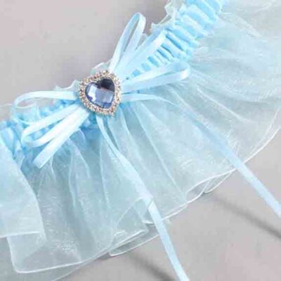 Alice Blue and Light-Blue Organza Wedding Garter / Solid Blue Wedding Garters / Wedding Garter / Custom Wedding Garter / Bridal Garter / Prom Garter / Linda Joyce Couture / Personalized Garter / Personalized Wedding Garter / Personalized Prom Garter
