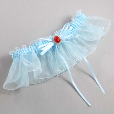 Alice Blue and Light-Blue Organza Wedding Garter / Solid Blue Wedding Garters / Wedding Garter / Custom Wedding Garter / Bridal Garter / Prom Garter / Linda Joyce Couture / Personalized Garter / Personalized Wedding Garter / Personalized Prom Garter
