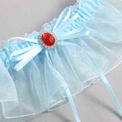 Alice Blue and Light-Blue Organza Wedding Garter / Solid Blue Wedding Garters / Wedding Garter / Custom Wedding Garter / Bridal Garter / Prom Garter / Linda Joyce Couture / Personalized Garter / Personalized Wedding Garter / Personalized Prom Garter