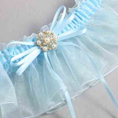 Alice Blue and Light-Blue Organza Wedding Garter / Solid Blue Wedding Garters / Wedding Garter / Custom Wedding Garter / Bridal Garter / Prom Garter / Linda Joyce Couture / Personalized Garter / Personalized Wedding Garter / Personalized Prom Garter