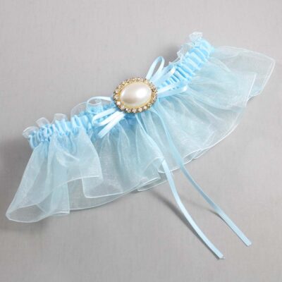 Alice Blue and Light-Blue Organza Wedding Garter / Solid Blue Wedding Garters / Wedding Garter / Custom Wedding Garter / Bridal Garter / Prom Garter / Linda Joyce Couture / Personalized Garter / Personalized Wedding Garter / Personalized Prom Garter