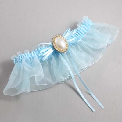 Alice Blue and Light-Blue Organza Wedding Garter / Solid Blue Wedding Garters / Wedding Garter / Custom Wedding Garter / Bridal Garter / Prom Garter / Linda Joyce Couture / Personalized Garter / Personalized Wedding Garter / Personalized Prom Garter