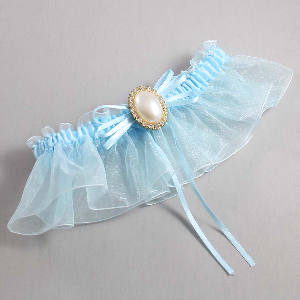 Alice Blue and Light-Blue Organza Wedding Garter / Solid Blue Wedding Garters / Wedding Garter / Custom Wedding Garter / Bridal Garter / Prom Garter / Linda Joyce Couture / Personalized Garter / Personalized Wedding Garter / Personalized Prom Garter