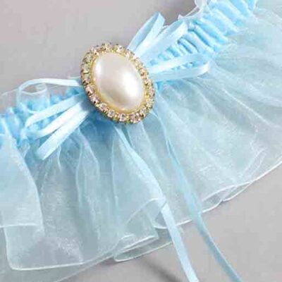 Alice Blue and Light-Blue Organza Wedding Garter / Solid Blue Wedding Garters / Wedding Garter / Custom Wedding Garter / Bridal Garter / Prom Garter / Linda Joyce Couture / Personalized Garter / Personalized Wedding Garter / Personalized Prom Garter