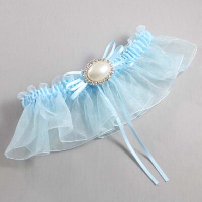 Alice Blue and Light-Blue Organza Wedding Garter / Solid Blue Wedding Garters / Wedding Garter / Custom Wedding Garter / Bridal Garter / Prom Garter / Linda Joyce Couture / Personalized Garter / Personalized Wedding Garter / Personalized Prom Garter