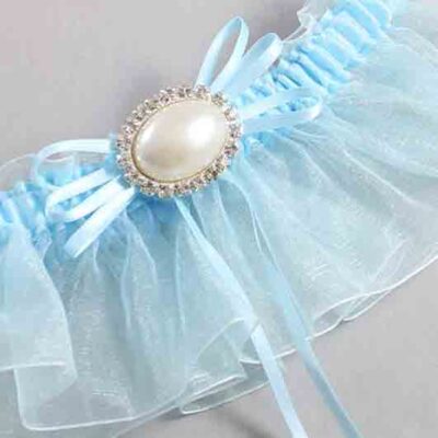 Alice Blue and Light-Blue Organza Wedding Garter / Solid Blue Wedding Garters / Wedding Garter / Custom Wedding Garter / Bridal Garter / Prom Garter / Linda Joyce Couture / Personalized Garter / Personalized Wedding Garter / Personalized Prom Garter