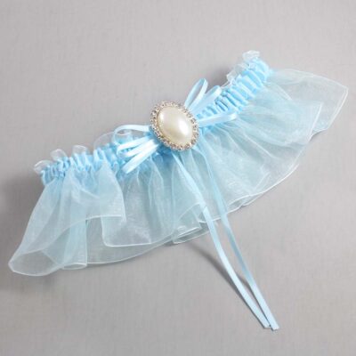 Alice Blue and Light-Blue Organza Wedding Garter / Solid Blue Wedding Garters / Wedding Garter / Custom Wedding Garter / Bridal Garter / Prom Garter / Linda Joyce Couture / Personalized Garter / Personalized Wedding Garter / Personalized Prom Garter