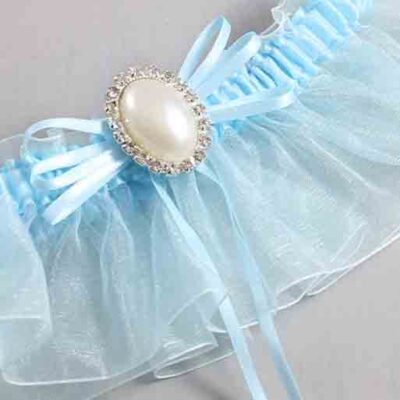 Alice Blue and Light-Blue Organza Wedding Garter / Solid Blue Wedding Garters / Wedding Garter / Custom Wedding Garter / Bridal Garter / Prom Garter / Linda Joyce Couture / Personalized Garter / Personalized Wedding Garter / Personalized Prom Garter