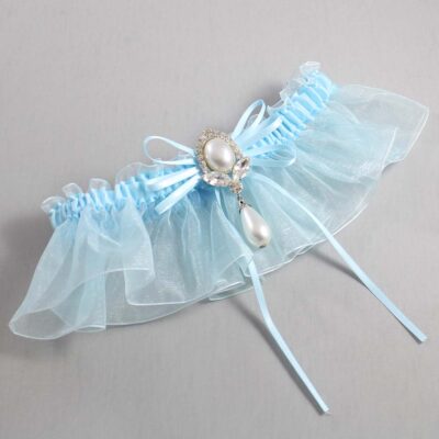 Alice Blue and Light-Blue Organza Wedding Garter / Solid Blue Wedding Garters / Wedding Garter / Custom Wedding Garter / Bridal Garter / Prom Garter / Linda Joyce Couture / Personalized Garter / Personalized Wedding Garter / Personalized Prom Garter