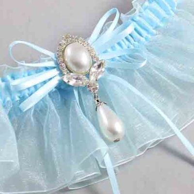 Alice Blue and Light-Blue Organza Wedding Garter / Solid Blue Wedding Garters / Wedding Garter / Custom Wedding Garter / Bridal Garter / Prom Garter / Linda Joyce Couture / Personalized Garter / Personalized Wedding Garter / Personalized Prom Garter