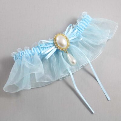 Alice Blue and Light-Blue Organza Wedding Garter / Solid Blue Wedding Garters / Wedding Garter / Custom Wedding Garter / Bridal Garter / Prom Garter / Linda Joyce Couture / Personalized Garter / Personalized Wedding Garter / Personalized Prom Garter