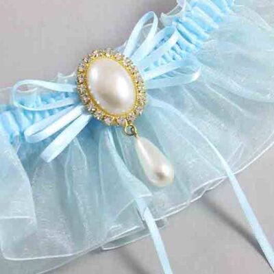 Alice Blue and Light-Blue Organza Wedding Garter / Solid Blue Wedding Garters / Wedding Garter / Custom Wedding Garter / Bridal Garter / Prom Garter / Linda Joyce Couture / Personalized Garter / Personalized Wedding Garter / Personalized Prom Garter