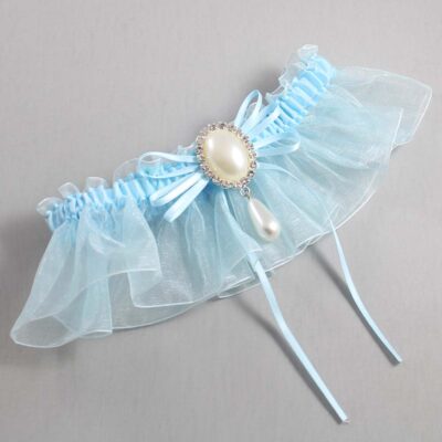 Alice Blue and Light-Blue Organza Wedding Garter / Solid Blue Wedding Garters / Wedding Garter / Custom Wedding Garter / Bridal Garter / Prom Garter / Linda Joyce Couture / Personalized Garter / Personalized Wedding Garter / Personalized Prom Garter