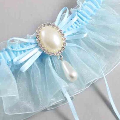 Alice Blue and Light-Blue Organza Wedding Garter / Solid Blue Wedding Garters / Wedding Garter / Custom Wedding Garter / Bridal Garter / Prom Garter / Linda Joyce Couture / Personalized Garter / Personalized Wedding Garter / Personalized Prom Garter