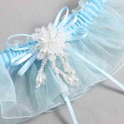 Alice Blue and Light-Blue Organza Wedding Garter / Solid Blue Wedding Garters / Wedding Garter / Custom Wedding Garter / Bridal Garter / Prom Garter / Linda Joyce Couture / Personalized Garter / Personalized Wedding Garter / Personalized Prom Garter