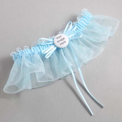 Alice Blue and Light-Blue Organza Wedding Garter / Solid Blue Wedding Garters / Wedding Garter / Custom Wedding Garter / Bridal Garter / Prom Garter / Linda Joyce Couture / Personalized Garter / Personalized Wedding Garter / Personalized Prom Garter