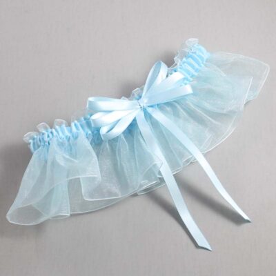 Alice Blue and Light-Blue Organza Wedding Garter / Solid Blue Wedding Garters / Wedding Garter / Custom Wedding Garter / Bridal Garter / Prom Garter / Linda Joyce Couture / Personalized Garter / Personalized Wedding Garter / Personalized Prom Garter