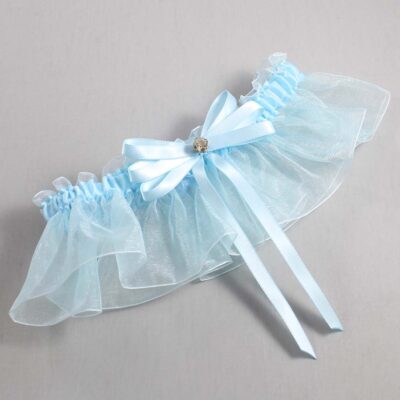 Alice Blue and Light-Blue Organza Wedding Garter / Solid Blue Wedding Garters / Wedding Garter / Custom Wedding Garter / Bridal Garter / Prom Garter / Linda Joyce Couture / Personalized Garter / Personalized Wedding Garter / Personalized Prom Garter
