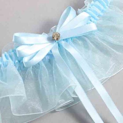 Alice Blue and Light-Blue Organza Wedding Garter / Solid Blue Wedding Garters / Wedding Garter / Custom Wedding Garter / Bridal Garter / Prom Garter / Linda Joyce Couture / Personalized Garter / Personalized Wedding Garter / Personalized Prom Garter