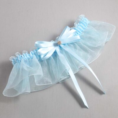 Alice Blue and Light-Blue Organza Wedding Garter / Solid Blue Wedding Garters / Wedding Garter / Custom Wedding Garter / Bridal Garter / Prom Garter / Linda Joyce Couture / Personalized Garter / Personalized Wedding Garter / Personalized Prom Garter