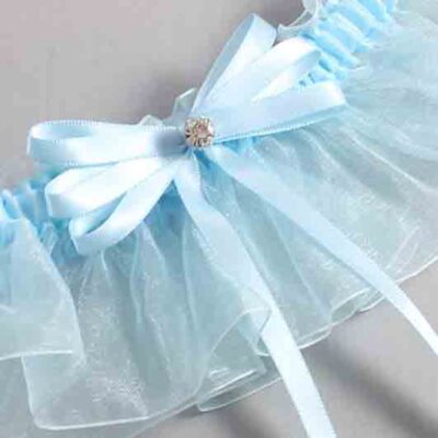 Alice Blue and Light-Blue Organza Wedding Garter / Solid Blue Wedding Garters / Wedding Garter / Custom Wedding Garter / Bridal Garter / Prom Garter / Linda Joyce Couture / Personalized Garter / Personalized Wedding Garter / Personalized Prom Garter