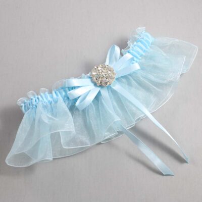 Alice Blue and Light-Blue Organza Wedding Garter / Solid Blue Wedding Garters / Wedding Garter / Custom Wedding Garter / Bridal Garter / Prom Garter / Linda Joyce Couture / Personalized Garter / Personalized Wedding Garter / Personalized Prom Garter