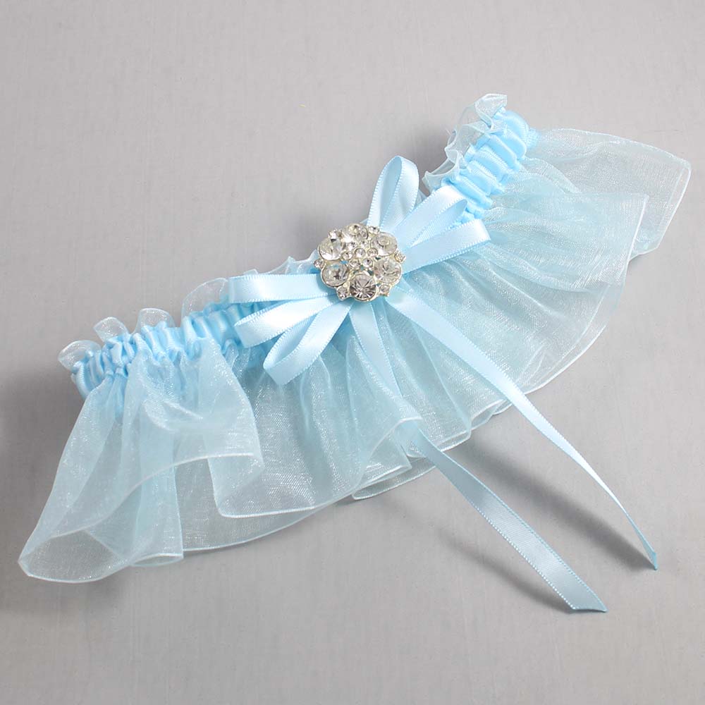 Alice Blue and Light-Blue Organza Wedding Garter / Solid Blue Wedding Garters / Wedding Garter / Custom Wedding Garter / Bridal Garter / Prom Garter / Linda Joyce Couture / Personalized Garter / Personalized Wedding Garter / Personalized Prom Garter