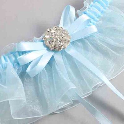 Alice Blue and Light-Blue Organza Wedding Garter / Solid Blue Wedding Garters / Wedding Garter / Custom Wedding Garter / Bridal Garter / Prom Garter / Linda Joyce Couture / Personalized Garter / Personalized Wedding Garter / Personalized Prom Garter