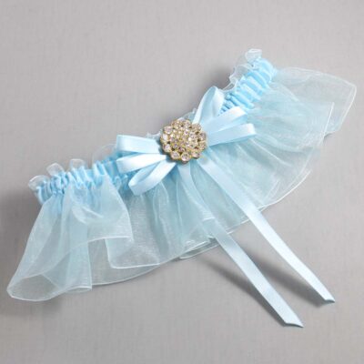 Alice Blue and Light-Blue Organza Wedding Garter / Solid Blue Wedding Garters / Wedding Garter / Custom Wedding Garter / Bridal Garter / Prom Garter / Linda Joyce Couture / Personalized Garter / Personalized Wedding Garter / Personalized Prom Garter