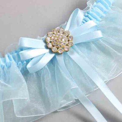 Alice Blue and Light-Blue Organza Wedding Garter / Solid Blue Wedding Garters / Wedding Garter / Custom Wedding Garter / Bridal Garter / Prom Garter / Linda Joyce Couture / Personalized Garter / Personalized Wedding Garter / Personalized Prom Garter