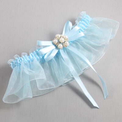 Alice Blue and Light-Blue Organza Wedding Garter / Solid Blue Wedding Garters / Wedding Garter / Custom Wedding Garter / Bridal Garter / Prom Garter / Linda Joyce Couture / Personalized Garter / Personalized Wedding Garter / Personalized Prom Garter